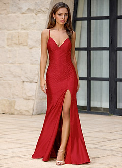 Twinkle Red Mermaid Prom Dress image7