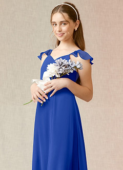 Azazie Everett Junior Royal Blue A-Line Chiffon Dress image6