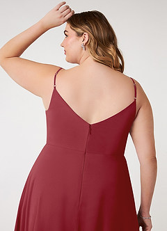 Azazie Daenerys Bridesmaid Dresses Pomegranate A-Line Cowl Chiffon Dress image12