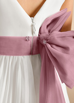 Azazie Margot Flower Girl Dresses Ivory Vintage Mauve A-Line Pleated Chiffon Dress image9
