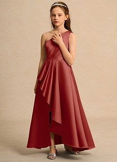 Azazie Taffy Junior Formal Flower Girl Klänningar Klä A-Line i Matt satäng Spets image5