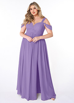 Azazie Lianne Brautjungfernkleider A-Linie Schulterfrei Chiffon Kleid Tahiti image7