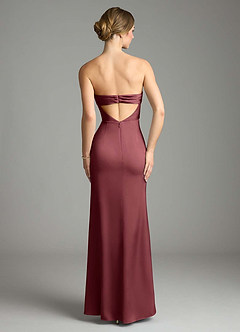 Azazie Leonis Bridesmaid Dresses Merlot Mermaid Pleated Stretch Satin Convertible Dress image2