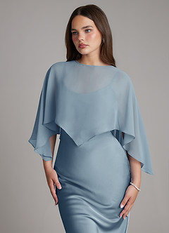 Azazie Ambra Bridesmaid Dresses Dusty Blue Mermaid Pleated Stretch Satin Dress image4