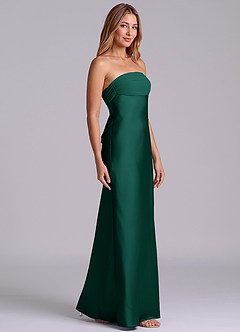 Azazie Ailanie Brudtärnklänningar Klä av Tubklänning i Stretch Satin Axelbandslös Smaragdgrön image4