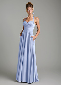 Azazie Tenaya Robes de demoiselle d'honneur Robe Trapèze en Satin extensible Décolleté en cœur Eis image1