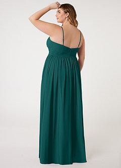 Azazie Alia Brautjungfernkleider A-Linie Plissee Chiffon Kleid Pfau image9