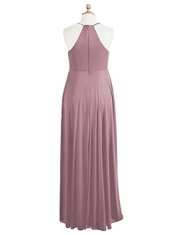 Azazie Annabelle Probar vestidos en casa Vestido de Acampanado Cuello en V plisado Largo hasta el piso Malla image5