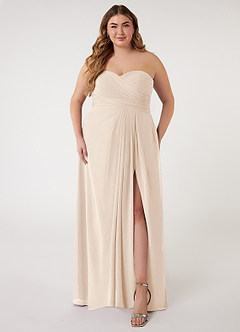 Azazie Arabella Allure Robes de demoiselle d'honneur Robe Trapèze Convertible en Mousseline de soie Encolure en Forme de Cœur Albâtre Blanc image1