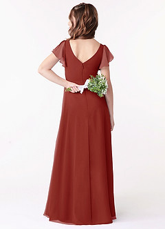 Azazie Omari Junior Terracotta A-Line Ruched Chiffon Dress image2