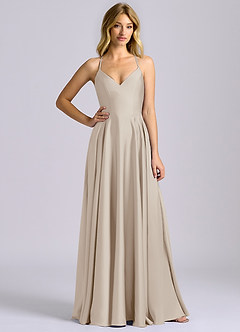 Azazie Truce 신부 들러리 드레스 A라인 스트레치 새틴 바닥 길이 드레스 image3