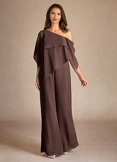 Azazie Halima Moeder van de bruid jurken Broekpak Jurk van Chiffon Zijsplit Ganache image4