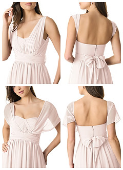 Azazie Olani Bridesmaid Dresses Rose Petal A-Line Off the Shoulder Chiffon Convertible Dress image9