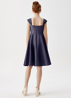 Azazie Amira Junior Stormy A-Line Pleated Stretch Satin Dress image2
