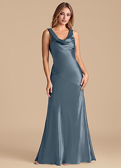 Azazie Rylina Brautjungfernkleider Meerjungfrau-Linie Metallischer Satin Kleid Zwielichtviolett image1