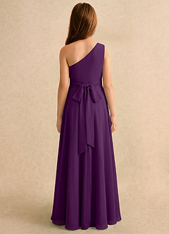 Azazie Puddles Girls Formal Jurken voor bloemenmeisjes A-Lijn Jurk van Chiffon One-Shoulder Druif image2
