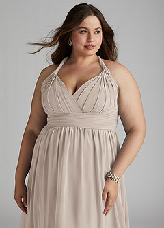 Azazie Ashia Brautjungfernkleider A-Linie Plissee Chiffon Kleid Frost image10