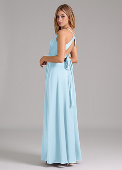 Azazie Evalleen Bridesmaid Dresses Sky Blue A-Line Pleated Stretch Satin Dress image7