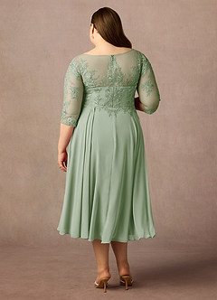 Azazie Marge Mother of the Bride Dresses Dusty Sage A-Line Scoop Lace Chiffon Dress image7