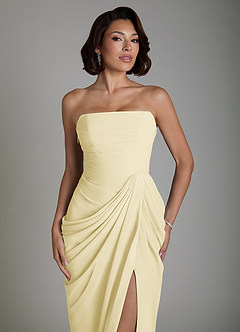 Azazie Nyra Robes de demoiselle d'honneur Robe Fourreau en Mousseline de soie Corset Sorbet Citron image5