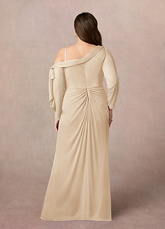 Azazie Marna Mother of the Bride Dresses Champagne Sheath One Shoulder Mesh Dress image3