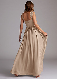 Azazie Calianna Bridesmaid Dresses Taupe A-Line Off the Shoulder Chiffon Convertible Dress image6