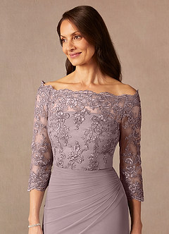 Azazie Rhonda Abiti per la Madre della Sposa Abito Sirena in Maglia a Spalla Scoperta Dusk image9