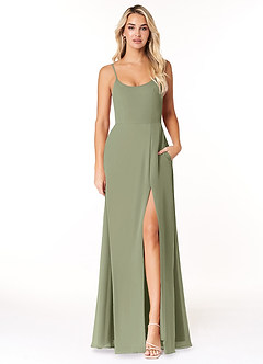 Azazie Moira Bridesmaid Dresses Pistachio A-Line Scoop Chiffon Dress image1