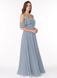 Azazie Vianna Bridesmaid Dresses A-Line V-neck Ruched Chiffon Floor-Length Dress image3