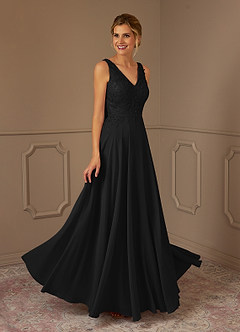 Azazie Joules Mother of the Bride Dresses Black A-Line Sequins Chiffon Dress image4