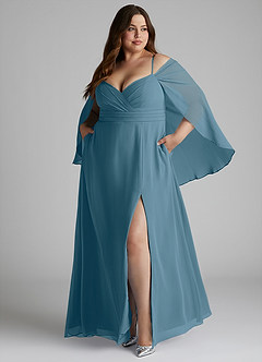 Azazie Cienna Bridesmaid Dresses Bermuda A-Line Off the Shoulder Chiffon Dress image9