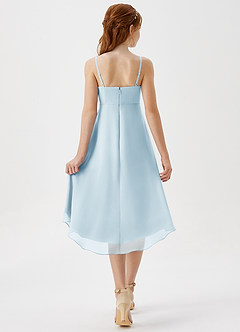 Azazie Mariam Junior Sky Blue A-Line Pleated Chiffon Dress image2