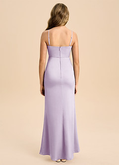 Azazie Buzzy Junior Vestido de Lila Esmerilada de Satén Elástico de Corte Recto con Plisado image2