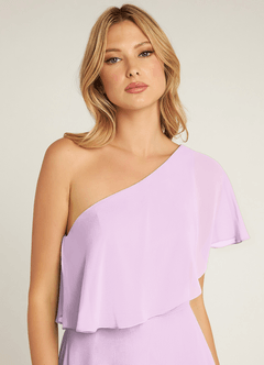 Azazie Lizzy Final Sale Frosted Lilac A-Line One Shoulder Chiffon Dress image7