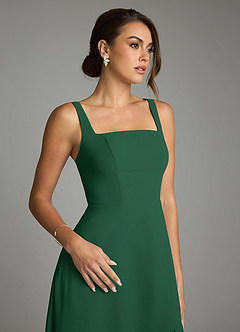 Azazie Debra Bridesmaid Dresses Dark Green A-Line with Pockets Chiffon Convertible Dress image3