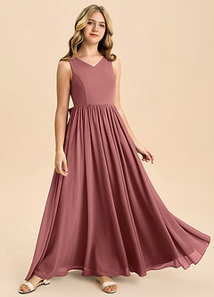 Azazie Hathaway Junior Amethyst A-Line Bow Chiffon Dress image2