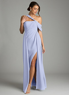 Azazie Kassandra Abiti da Damigella Abito A-Line in Chiffon a Spalla Scoperta Lavanda image3