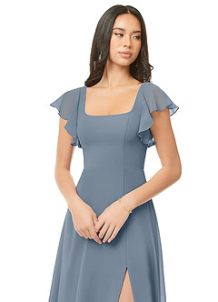 Azazie Bondi Bridesmaid Dresses Twilight A-Line Ruched Chiffon Dress image6