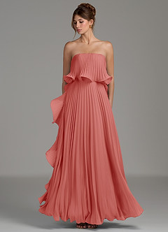 Azazie Alexia Robes de demoiselle d'honneur Robe Trapèze en Mousseline de soie Rayé Antique Rose image6