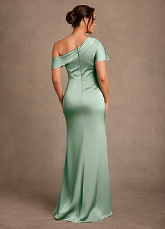 Azazie Rutha Mother of the Bride Dresses Agave Sheath One Shoulder Stretch Satin Dress image2