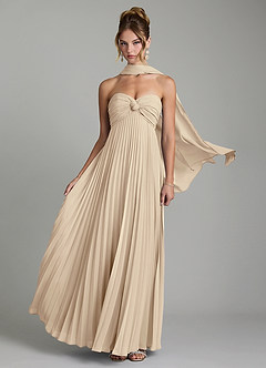 Azazie Tempest Bridesmaid Dresses Champagne Empire Corset Chiffon Convertible Dress image1