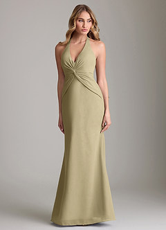 Azazie Valerie Bridesmaid Dresses Moss Green Mermaid Pleated Chiffon Dress image1