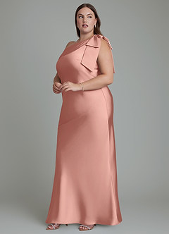 Azazie Yuanna Bridesmaid Dresses Rosette Mermaid One Shoulder Stretch Satin Dress image13