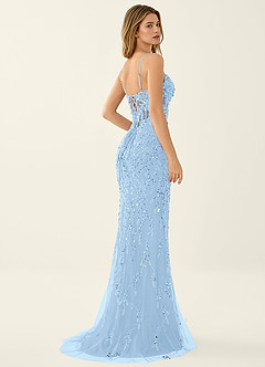 Zivah Sky Blue Beading Corset Lace Up Back Mermaid Prom Dress image3