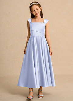 Azazie Bundle Girls Formal Flower Girl Dresses Lavender A-Line Pleated Matte Satin Dress image1