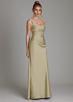 Azazie Agustina Kleider zum Anprobieren zu Hause Meerjungfrau-Linie Korsett Stretch-Satin Kleid Zitronensorbet image4