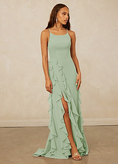 Christian Siriano Bridal for Azazie 1006 Bridesmaid Dresses Dusty Sage Mermaid Ruched Chiffon Dress image1