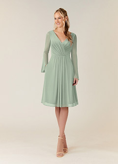 Azazie Teraso Klänningar till brudens mor Klä A-Line i Maska Plisserad Dusty Sage image1