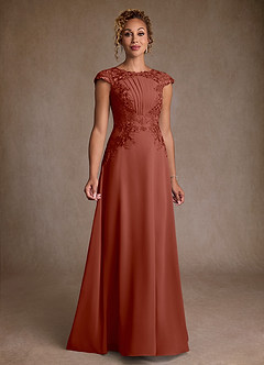 Azazie Christi Kleider für die Brautmutter A-Linie Spitze Chiffon Kleid Rotbraun image1