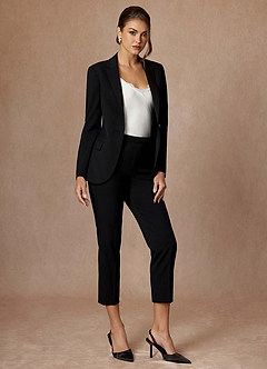 front Kennedy Black Refined Weave Performance Dress Pants